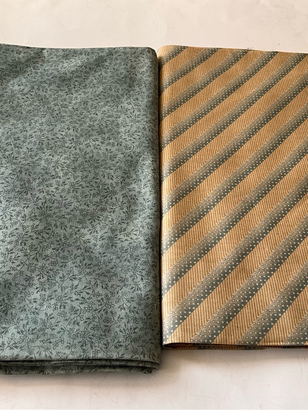 Quilting Sewing Fabric Moda #3840+3842 Chocolat Blue Tan Stripes Floral Cotton